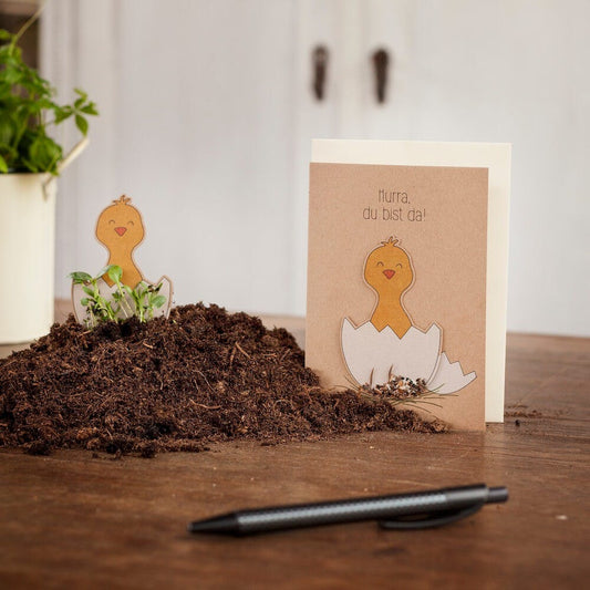 Die Stadtgärtner - Saatstecker-Karte "Hurra, du bist da"