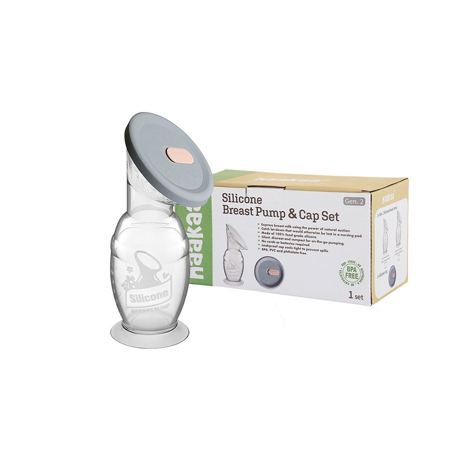 Haakaa Muttermilchpumpe mit Saugfuss 150ml + Silikondeckel Set