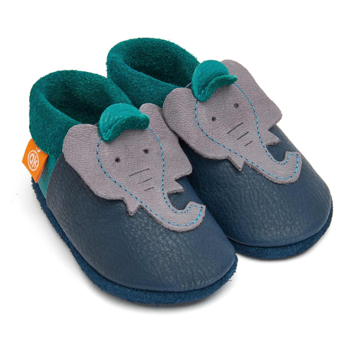 Orangenkinder - Kinder Hausschuhe Jonathan der Elefant (Krabbelschuhe)