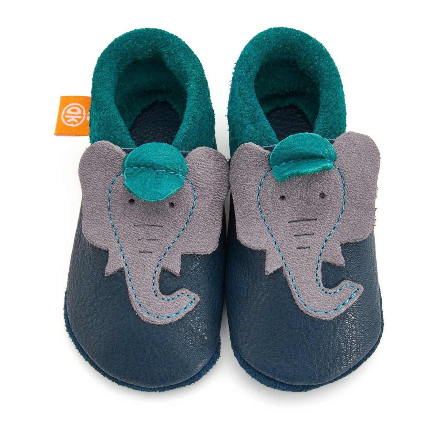 Orangenkinder - Kinder Hausschuhe Jonathan der Elefant (Krabbelschuhe)