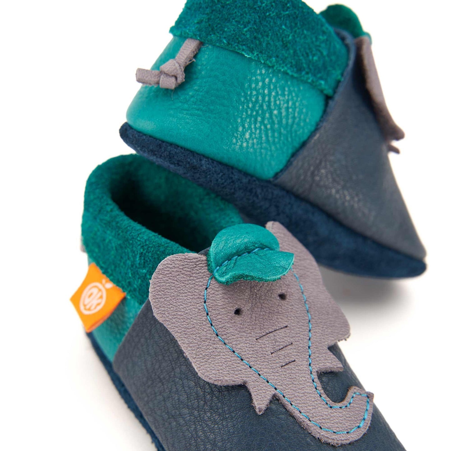 Orangenkinder - Kinder Hausschuhe Jonathan der Elefant (Krabbelschuhe)