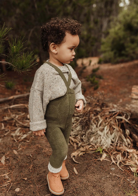 TEDDY-STRUMPFHOSE MIT TRÄGERN OHNE FUSS OLIVE