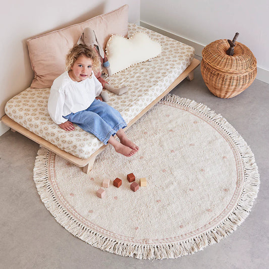 WASCHBARER BAUMWOLLTEPPICH EMMA DOTS PINK