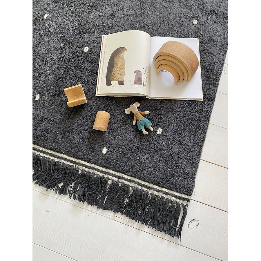 Tapis Petit Waschbarer Baumwollteppich für Kinderzimmer Emily Anthrazit