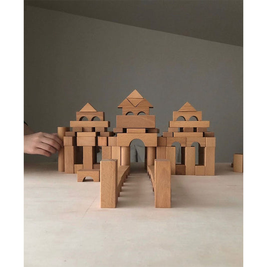 HOLZBAUKLÖTZE NATUR - 30 TEILE MIT HOLZKASTEN