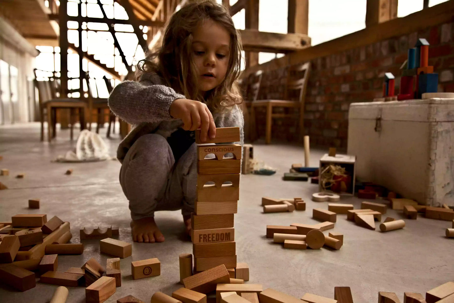 Wooden Story Holzbauklötze Natur - 30 Teile mit Holzkasten