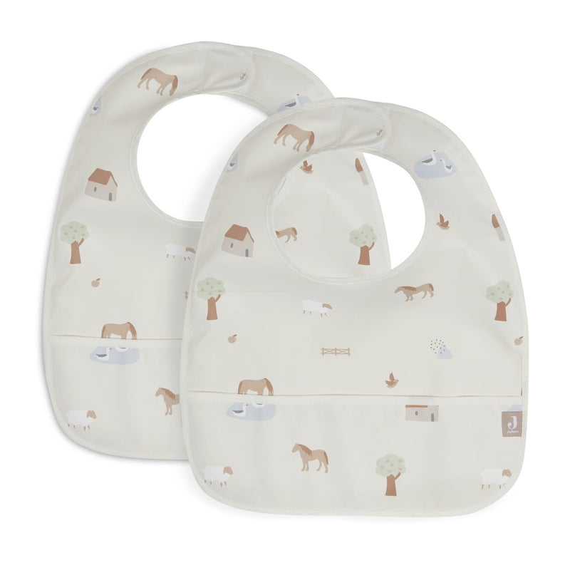 Jollein - Lätzchen "Farm" Beige Abwaschbar 2er Pack