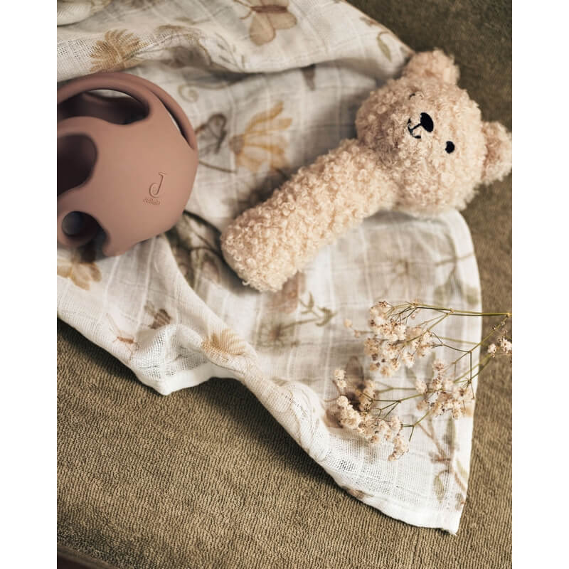 Jollein - Babyrassel "Teddy Bär" Bouclé Creme