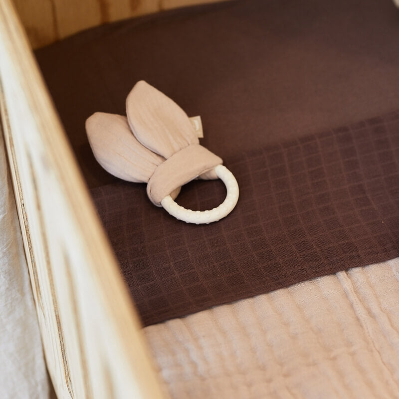 Jollein - Greifling "Hase" Silikon/Musselin Beige