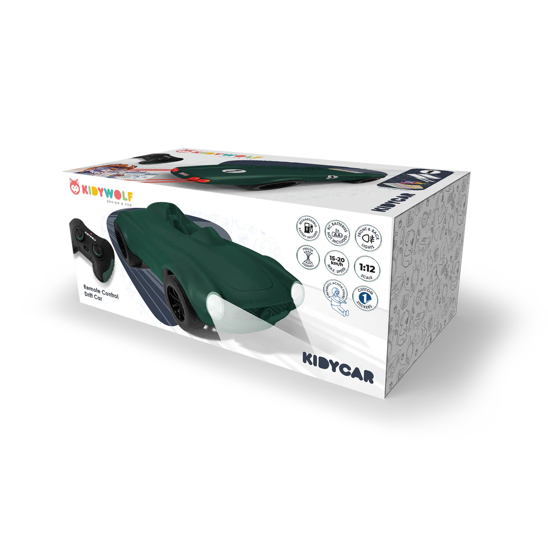 Kidywolf – Kidycar Ferngesteuertes Auto 15 km/h mit Licht, grün