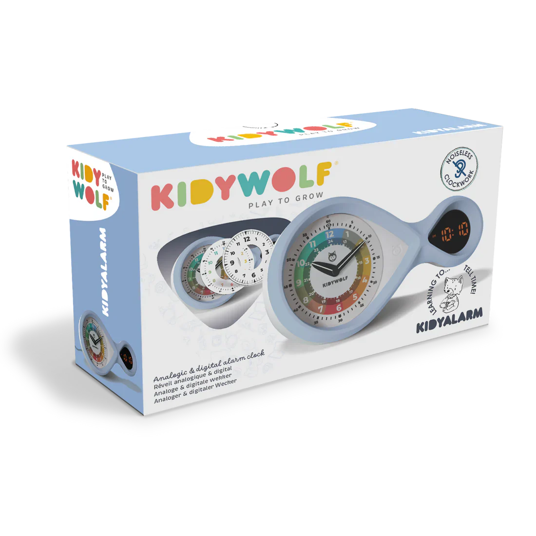 Kidywolf – Kinderwecker Kidyalarm analog & digital, hellblau