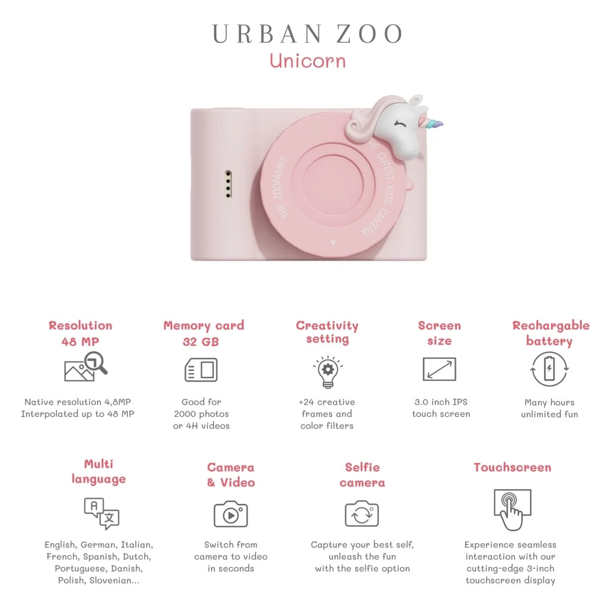 The Zoo Family - Urban Zoo Digitalkamera Für Kinder - Einhorn