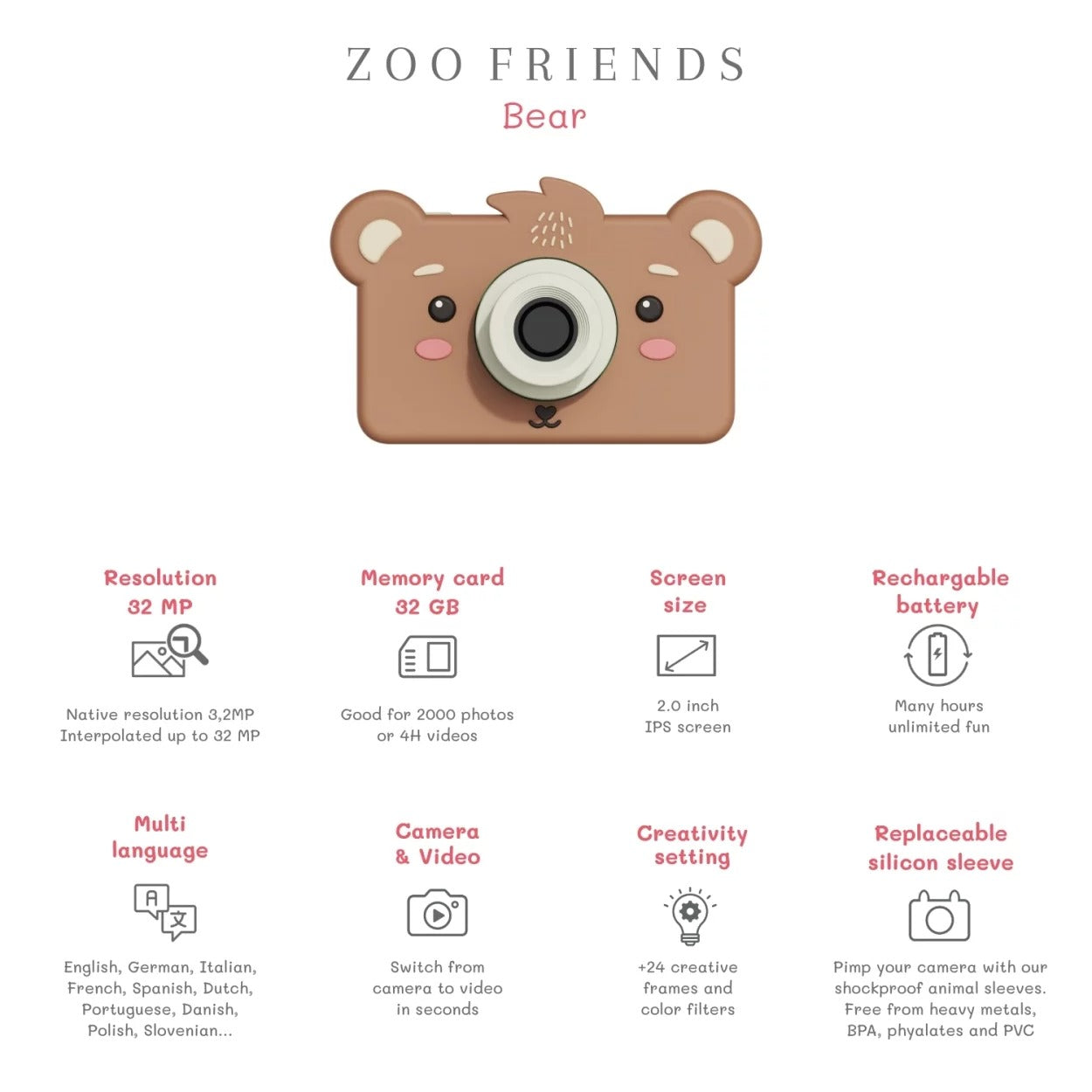 The Zoo Family - Zoo Friends Digitalkamera Für Kinder - Bär
