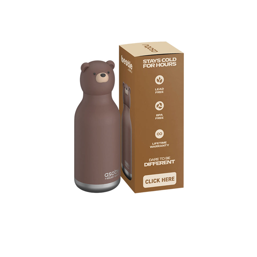 Asobu – Kinder Trinkflasche aus Edelstahl “Bestie Brown Bear”, 460 ml