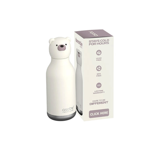 Asobu – Kinder Trinkflasche aus Edelstahl “Bestie White Bear”, 460 ml