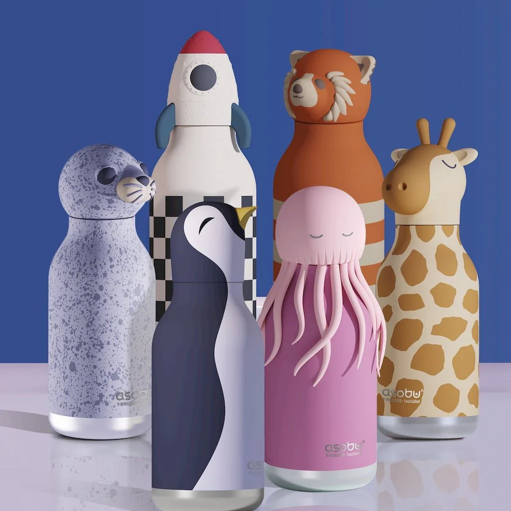Asobu – Kinder Trinkflasche aus Edelstahl “Bestie Giraffe”, 460 ml