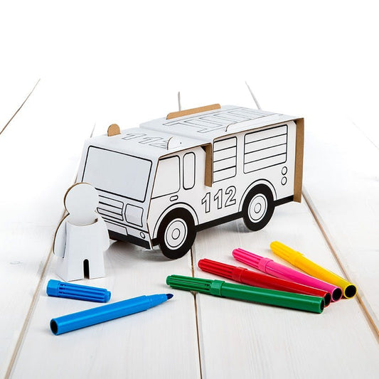 Calafant - Feuerwehrauto zum Anmalen & Spielen