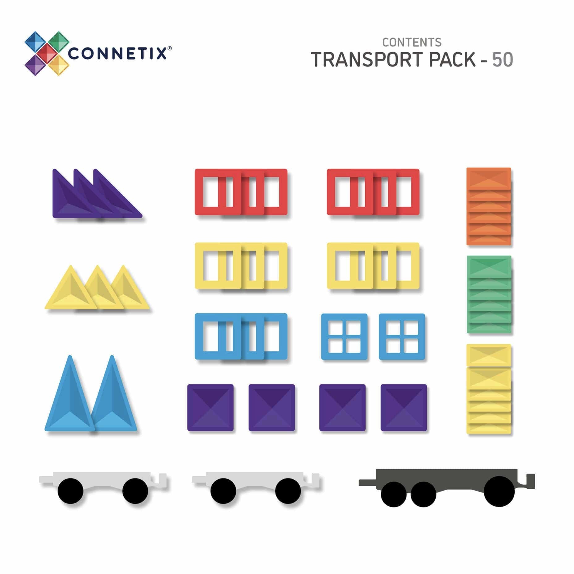 Connetix - Magnetbausteine "Rainbow Transport Pack", 50 Teile