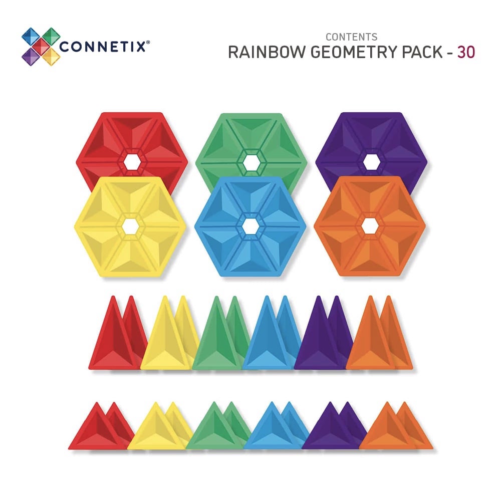 Connetix - Magnetbausteine "Rainbow Geometry Pack", 30 Teile