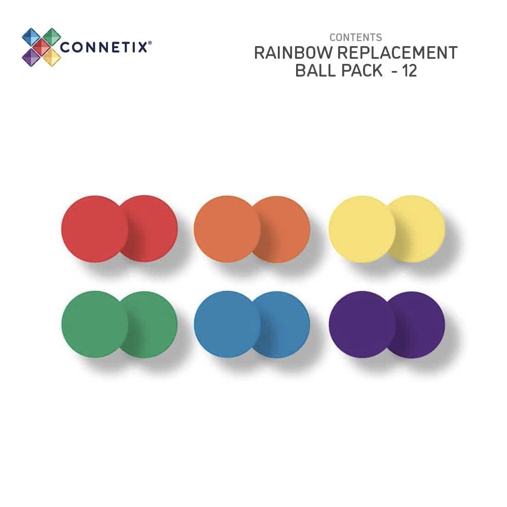 Connetix - Ersatzbälle / Holzkugeln "Rainbow", 12 St. Magnetbausteine 