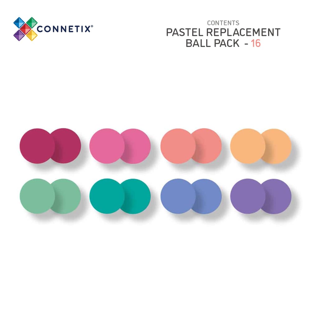 Connetix - Ersatzbälle / Holzkugeln "Pastel", 16 St. Magnetbausteine 