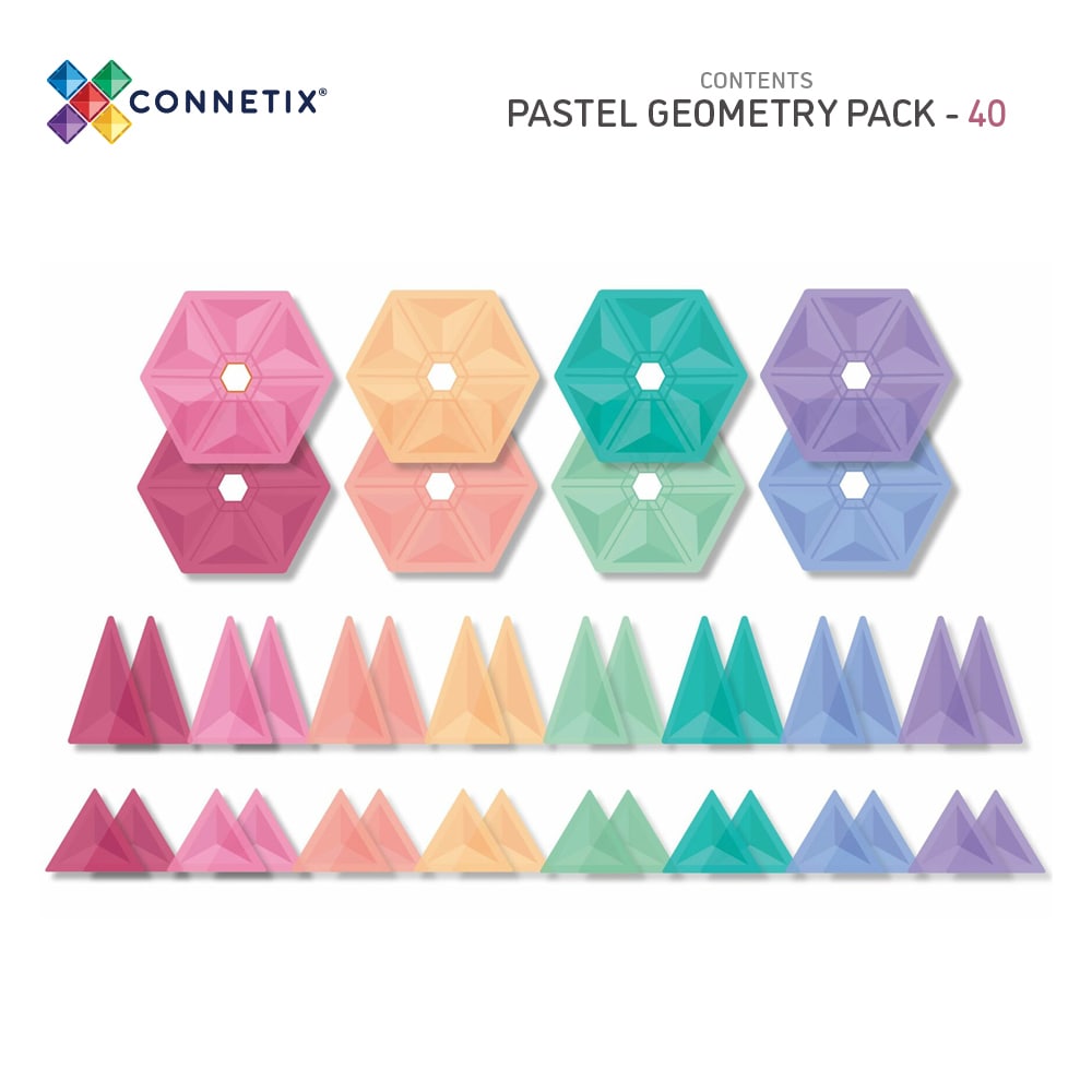 Connetix - Magnetbausteine "Pastel Geometry Pack", 40 Teile