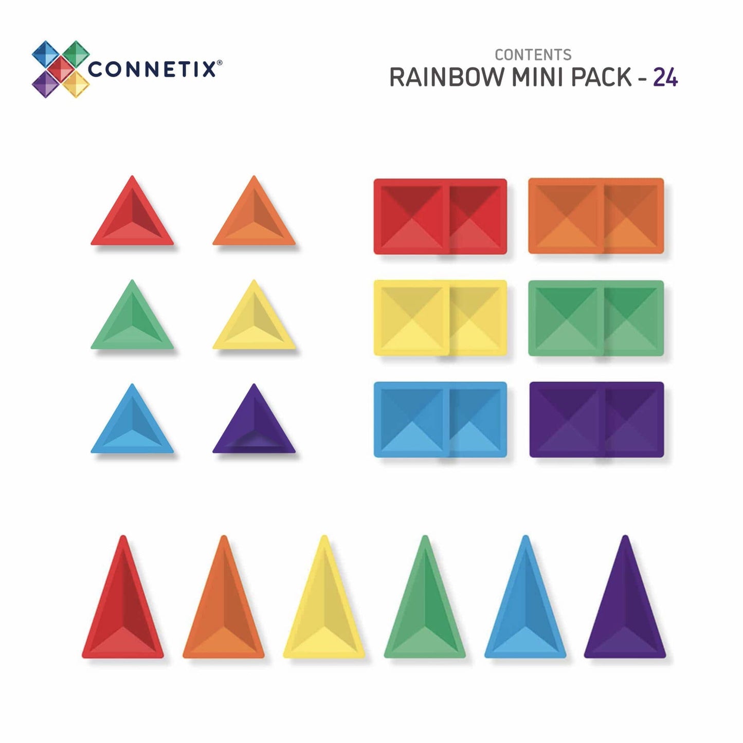 Connetix - Magnetbausteine "Rainbow Mini Pack", 24 Teile