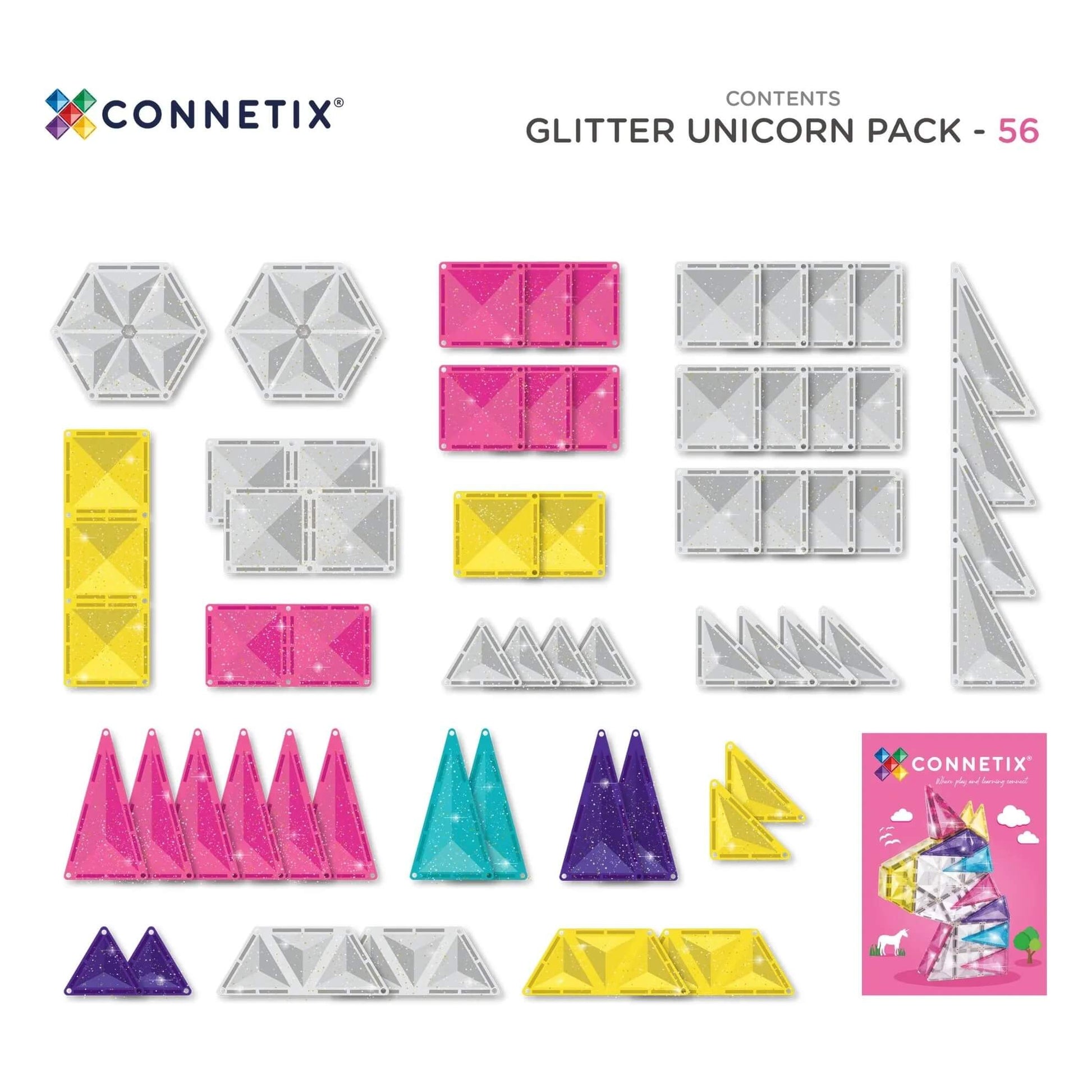 Connetix - Magnetbausteine "Glitter Unicorn", 56 Teile