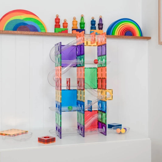 Connetix - Magnetbausteine Kugelbahn Rainbow Super Ball Run, 134 Teile