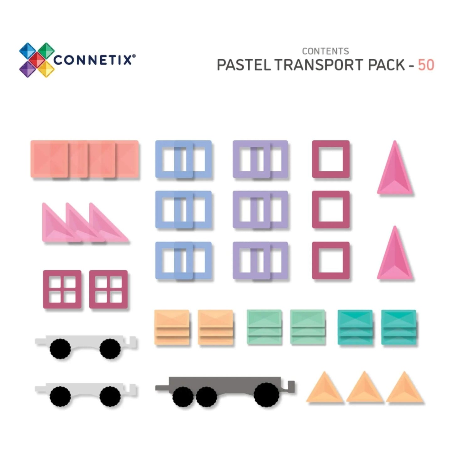 Connetix - Magnetbausteine "Pastel Transport Pack", 50 Teile