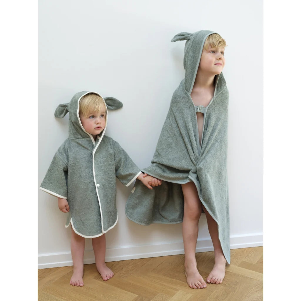 Fabelab - Badeponcho "Bunny Eucalyptus" aus Bio-Baumwolle, Bademantel 