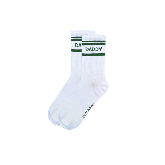 Famvibes Socken DADDY weiß / grün – Family Socken aus Baumwolle