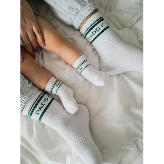 Famvibes Socken MINI weiß / grün – Family Socken aus Baumwolle