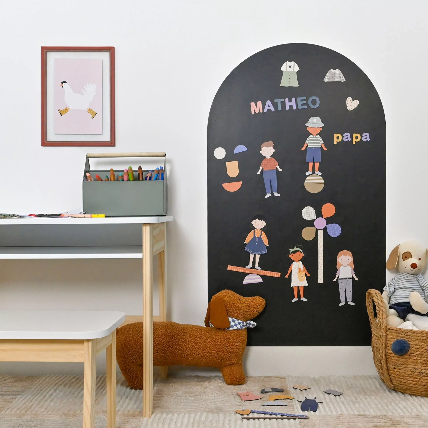 Ferflex - Magnettafel schwarz, 100 x 60 cm, Magnetwand inkl. Magnete