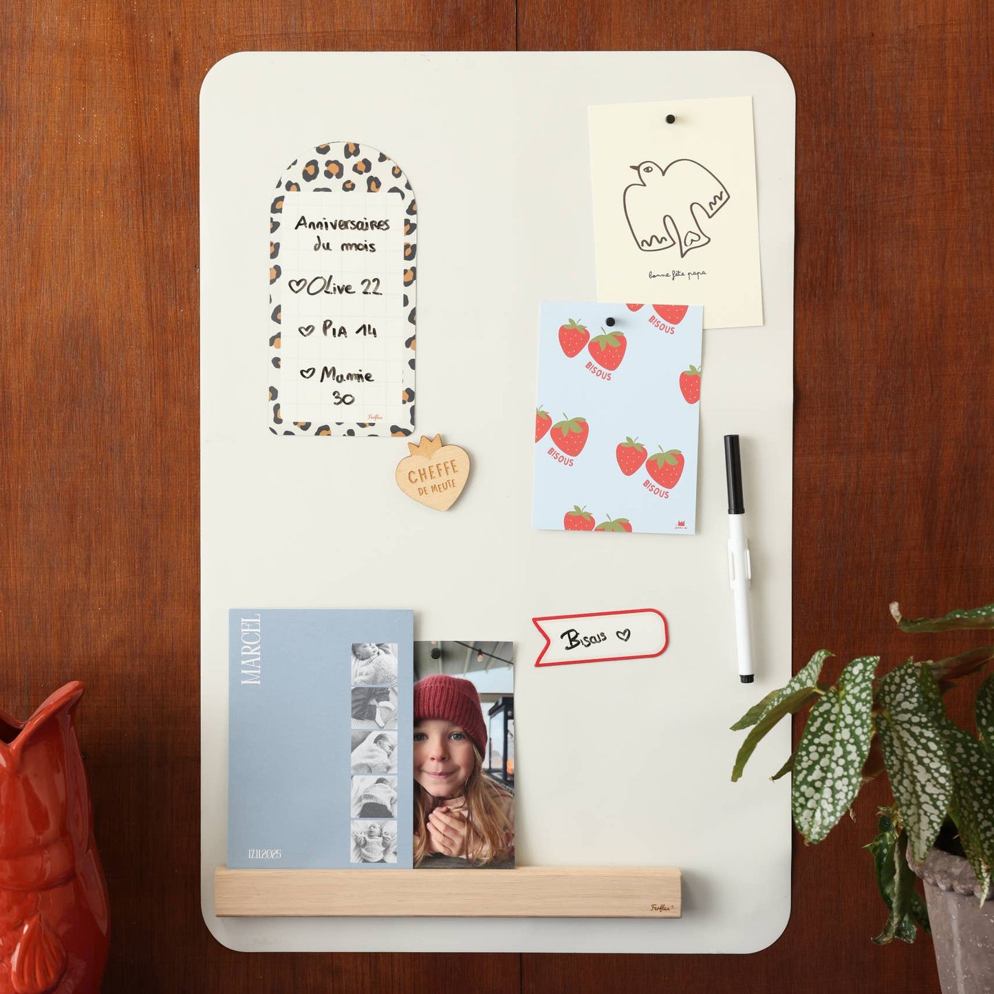 Ferflex - Magnettafel Beige, 60 x 40 cm, Magnetwand inkl. Magnete