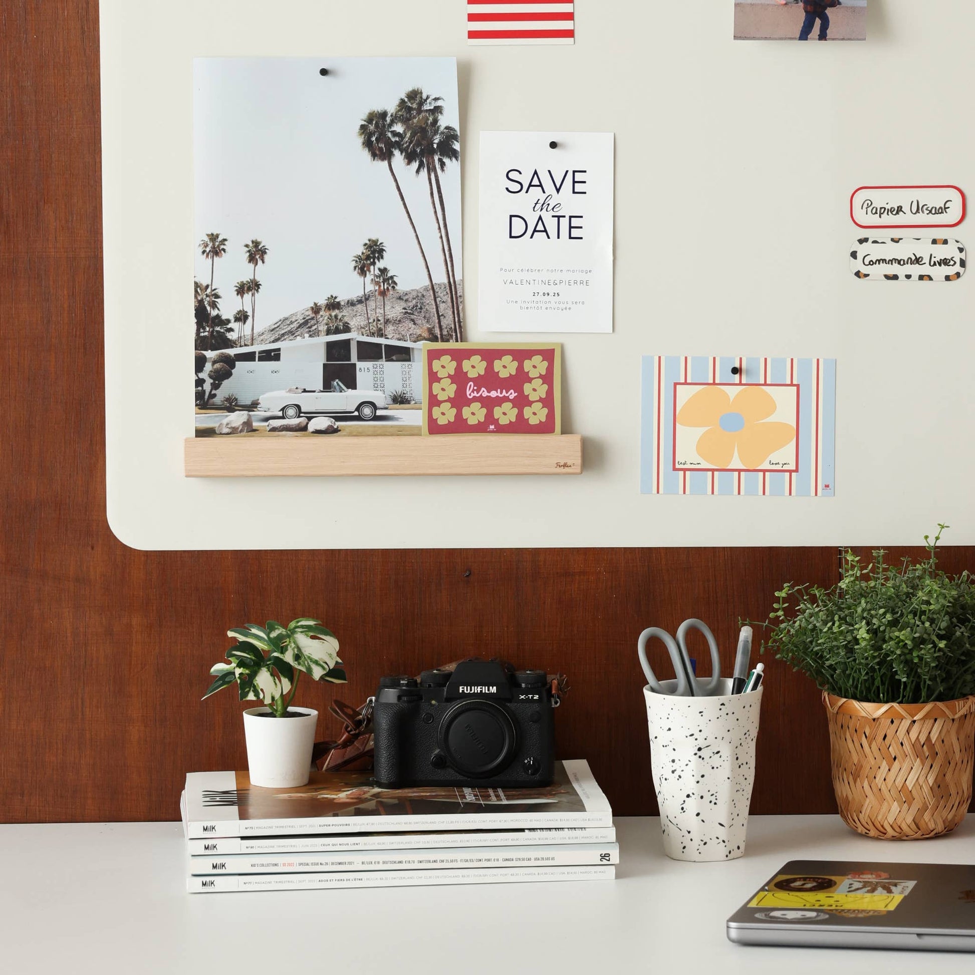 Ferflex - Magnettafel Beige, 60 x 40 cm, Magnetwand inkl. Magnete