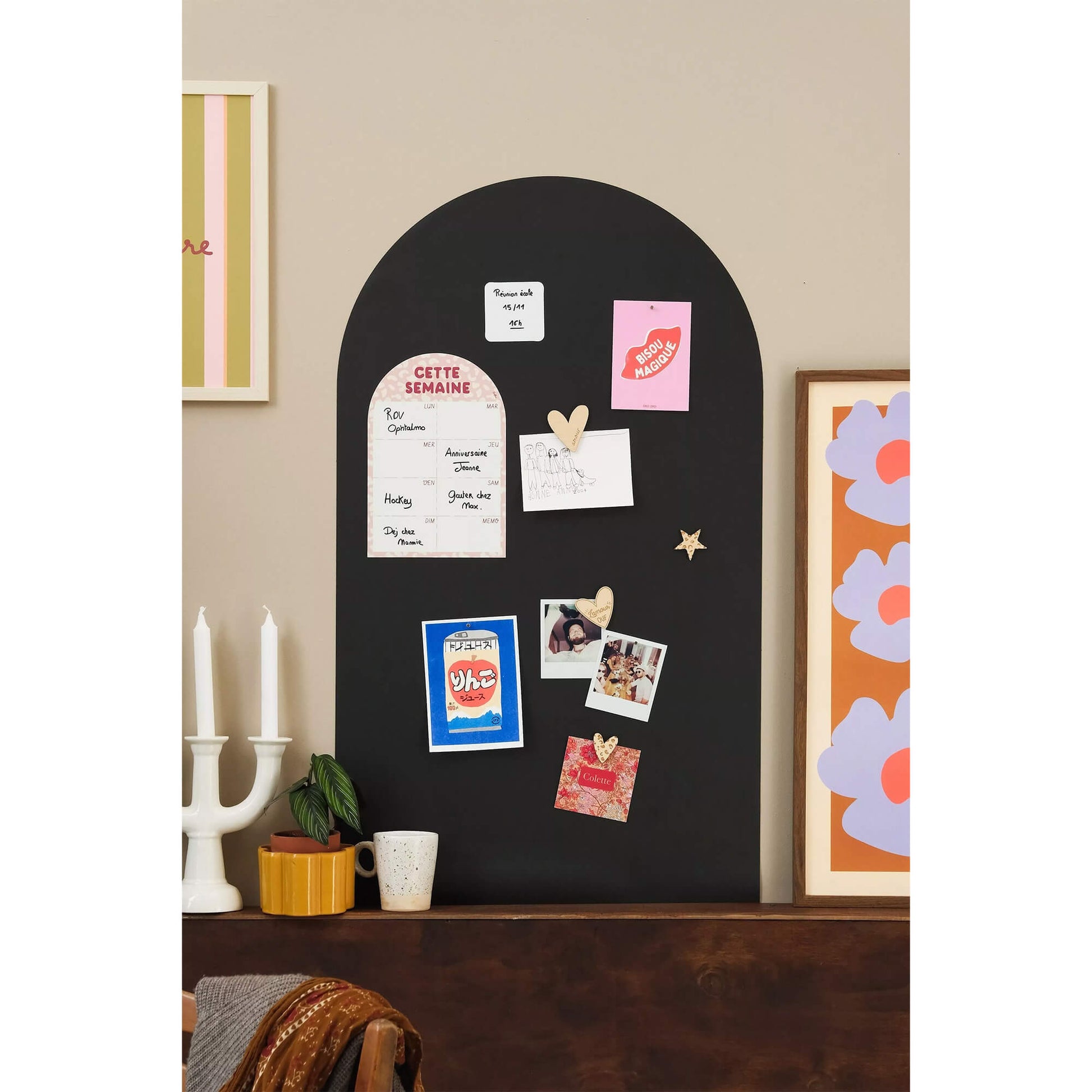 Ferflex - Magnettafel schwarz, 100 x 60 cm, Magnetwand inkl. Magnete