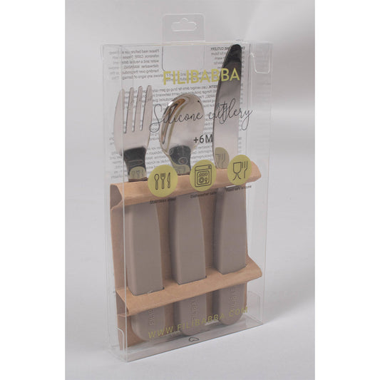 Filibabba - Besteckset aus Silikon "Warm Grey"