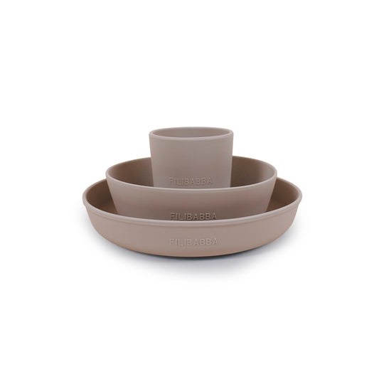 Filibabba - Geschirrset aus Silikon "Warm Grey"