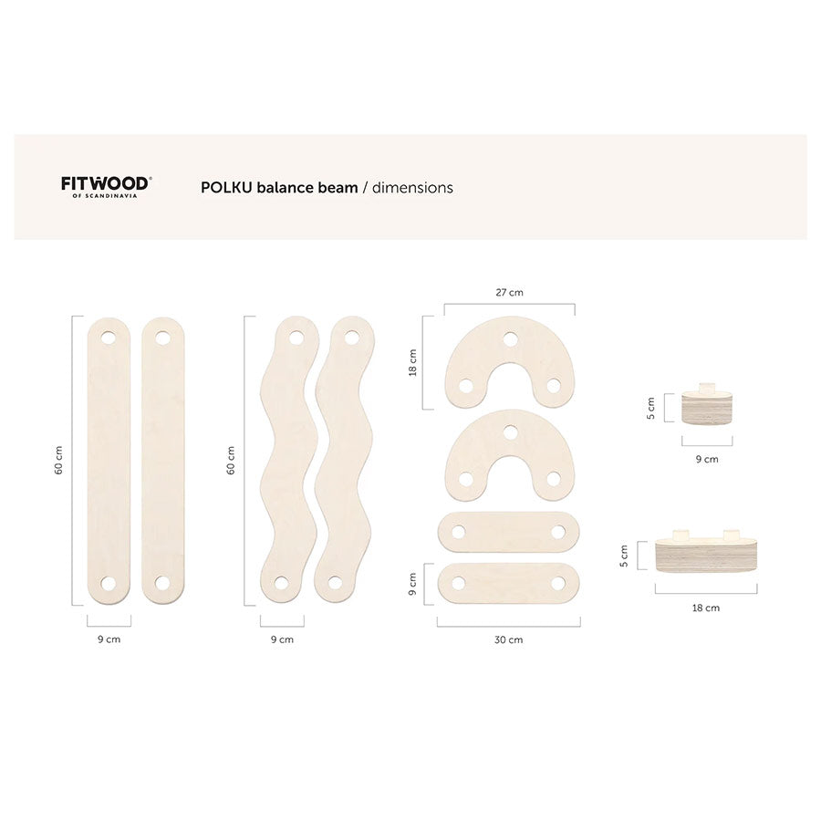 FitWood - Schwebebalken / Balancierbalken "Polku"  S