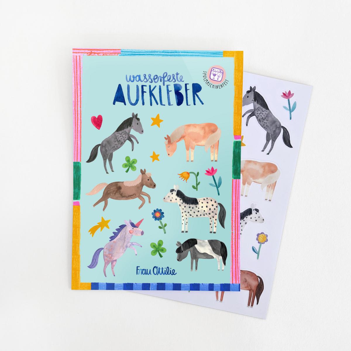 Frau Ottilie – Spülmaschinenfeste Sticker "Pferde", DIN A5