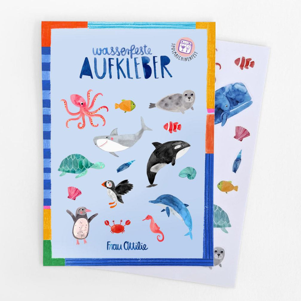 Frau Ottilie – Spülmaschinenfeste Sticker "Meer", DIN A5