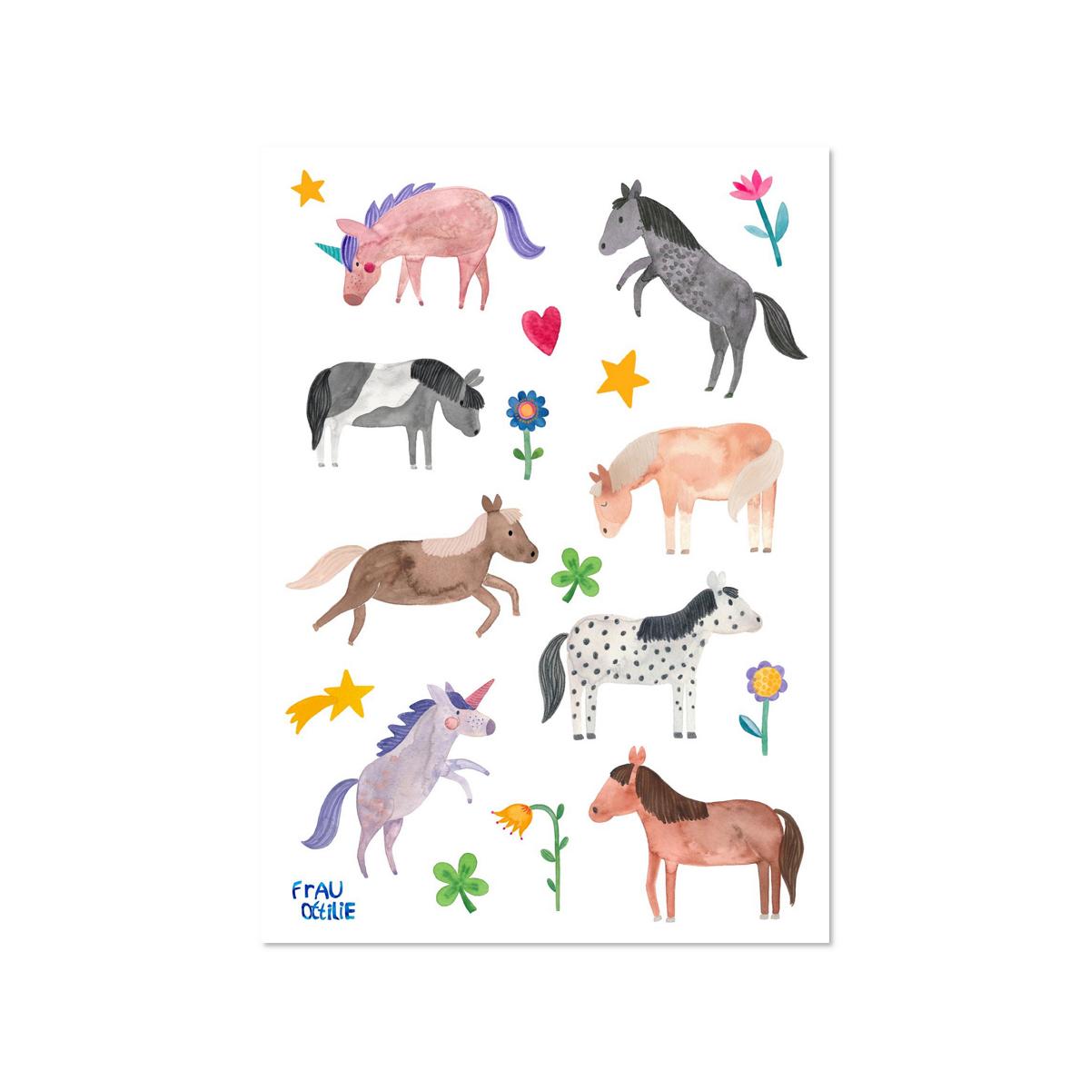 Frau Ottilie – Spülmaschinenfeste Sticker "Pferde", DIN A5