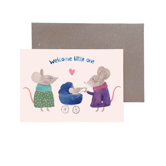 Frau Ottilie – Klappkarte "Welcome Little One", hochwertig DIN A6