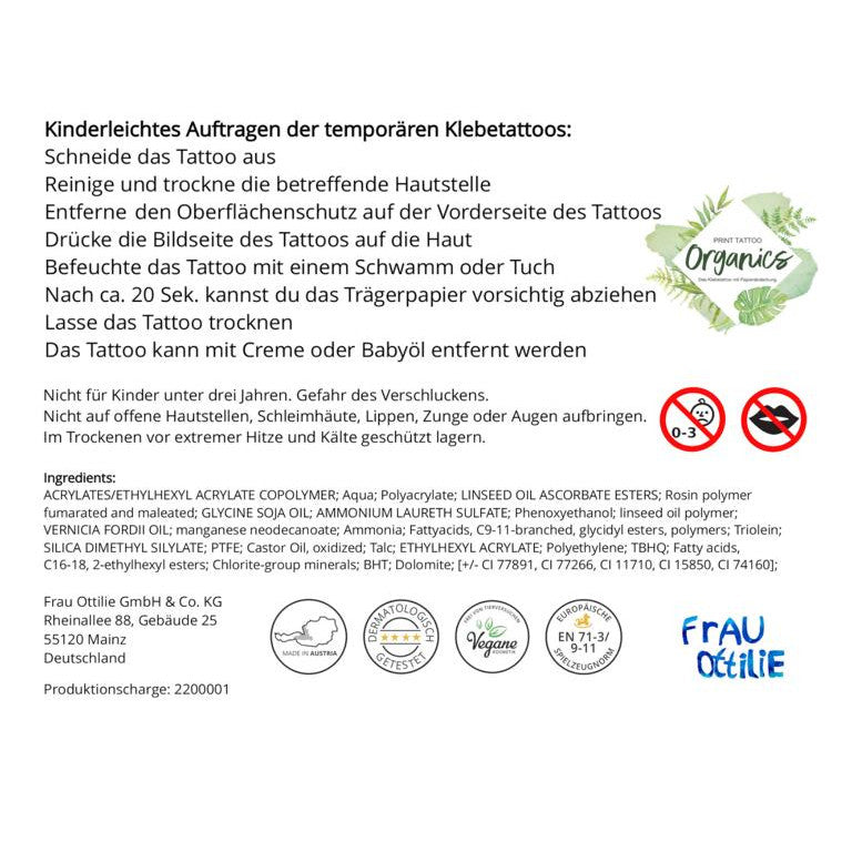 Frau Ottilie – Kindertattoos "Affirmationen", dermatologisch getestet
