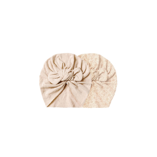 Mrs Ertha - Turban Mütze "Bouquet Silhouette", 2er Pack, Bio-Baumwolle