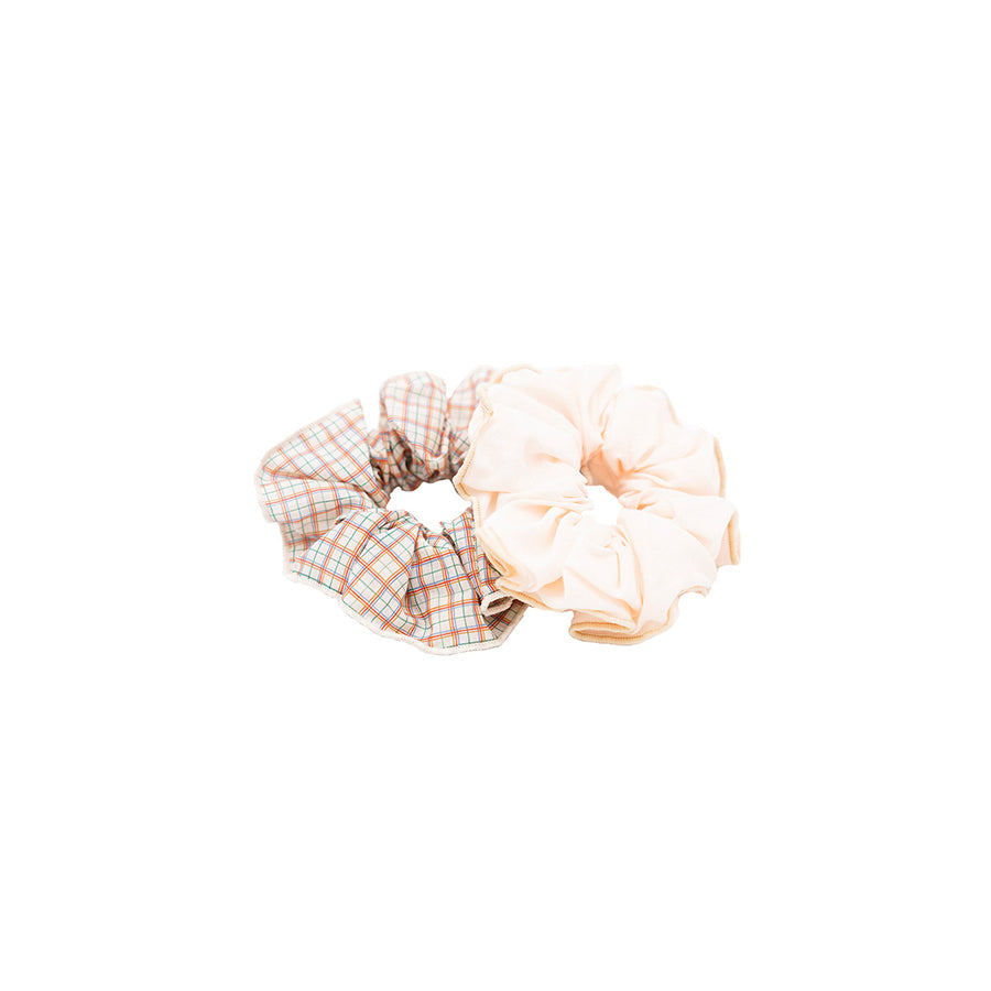 Grech & Co - Haargummi "Scrunchie Plaid Pattern", 2er Set