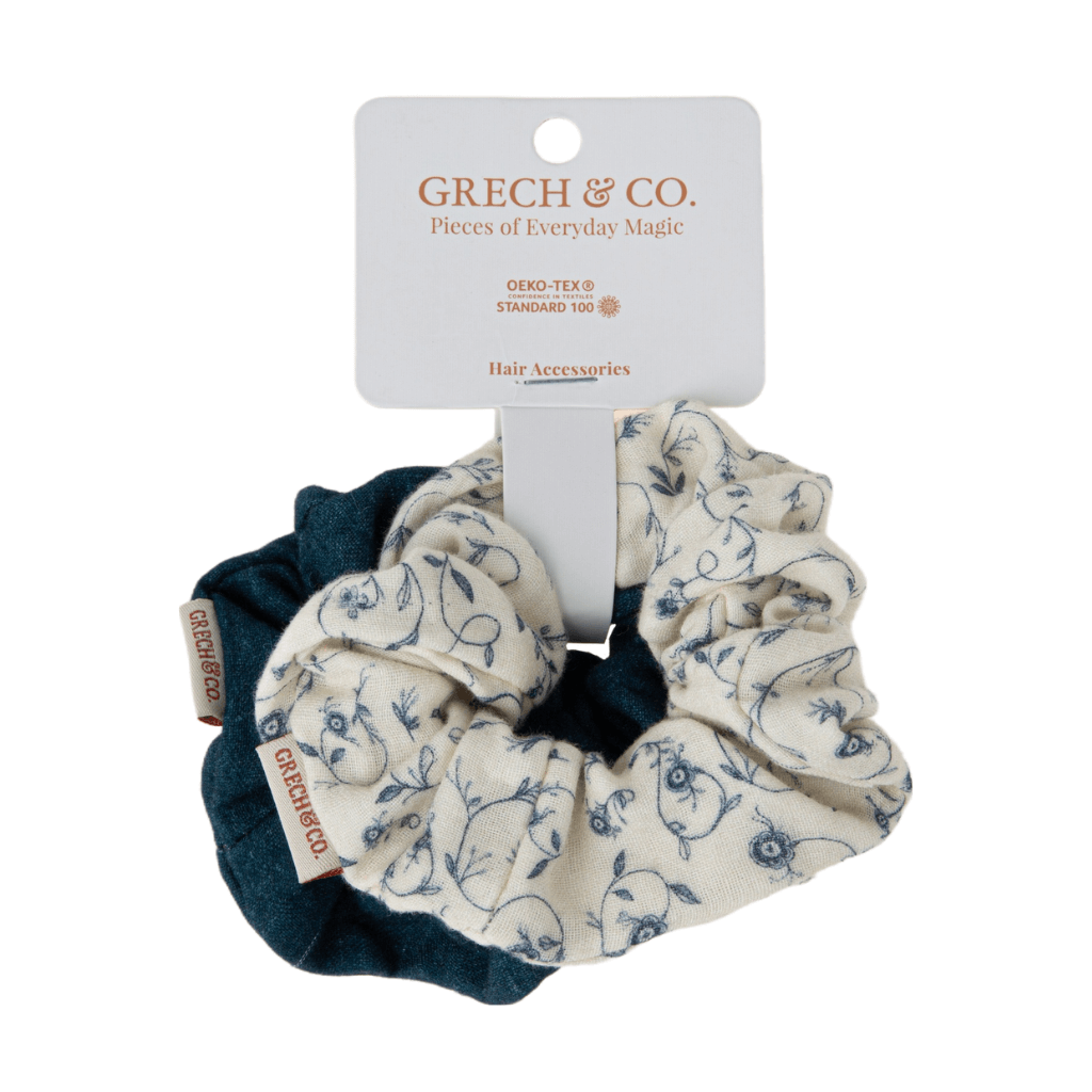 Grech & Co - Haargummis "Scrunchie Scandi Floral", 2er Set