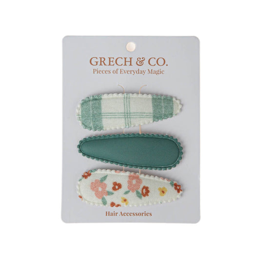 Grech & Co - Haarspangen "Fern Plaid", 3er Set