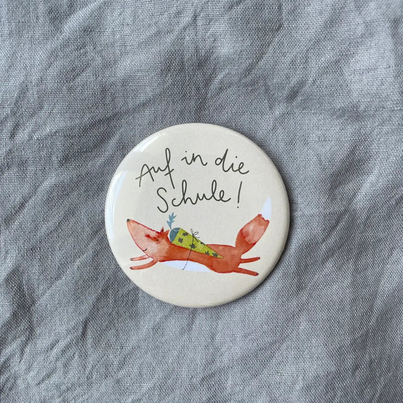 Hannahs Firlefanz – Button „Auf in die Schule - Fuchs“ zur Einschulung
